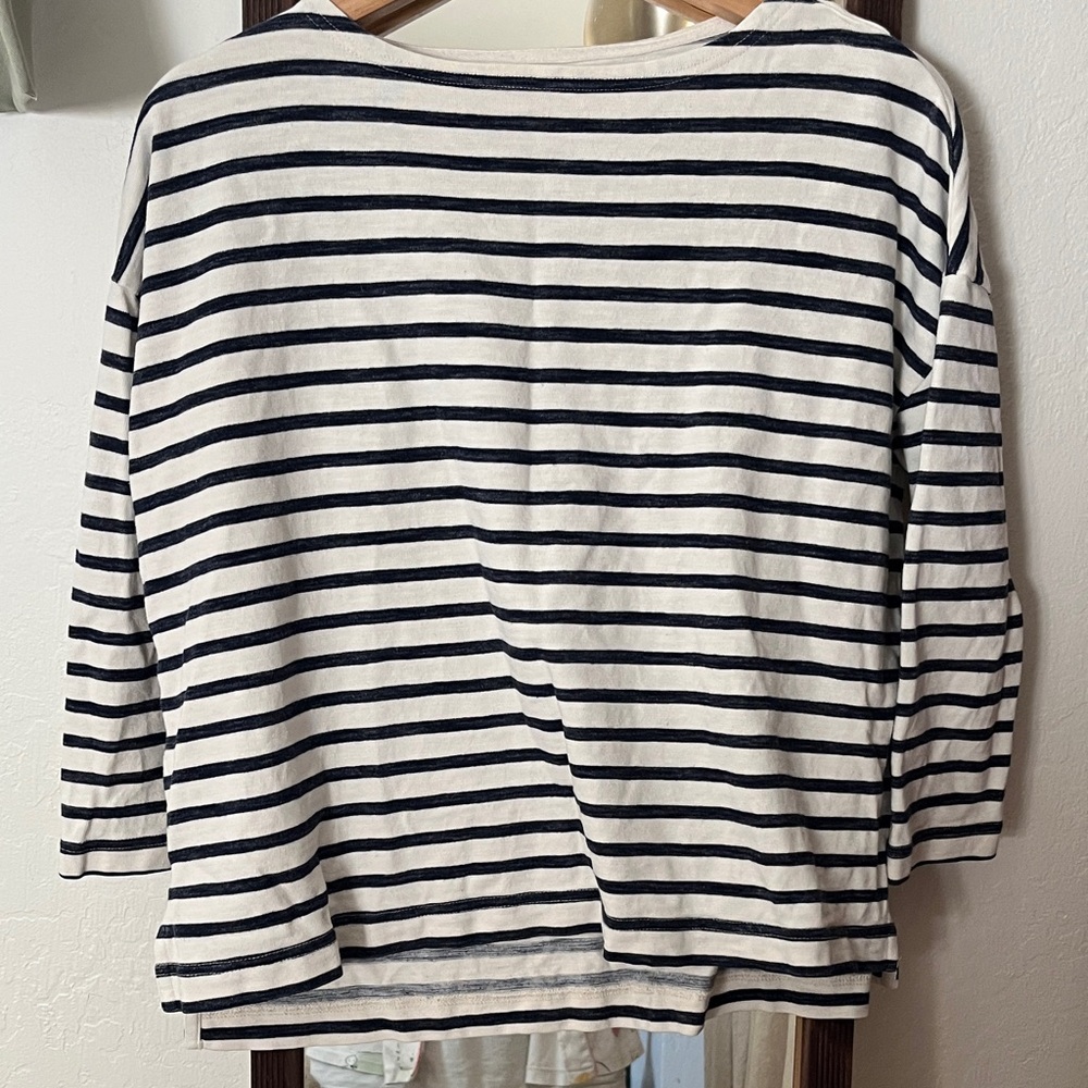 Muji Striped Navy and White Women's Top